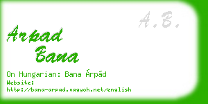arpad bana business card
