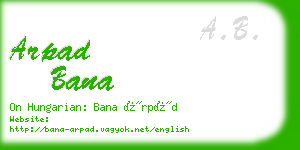 arpad bana business card